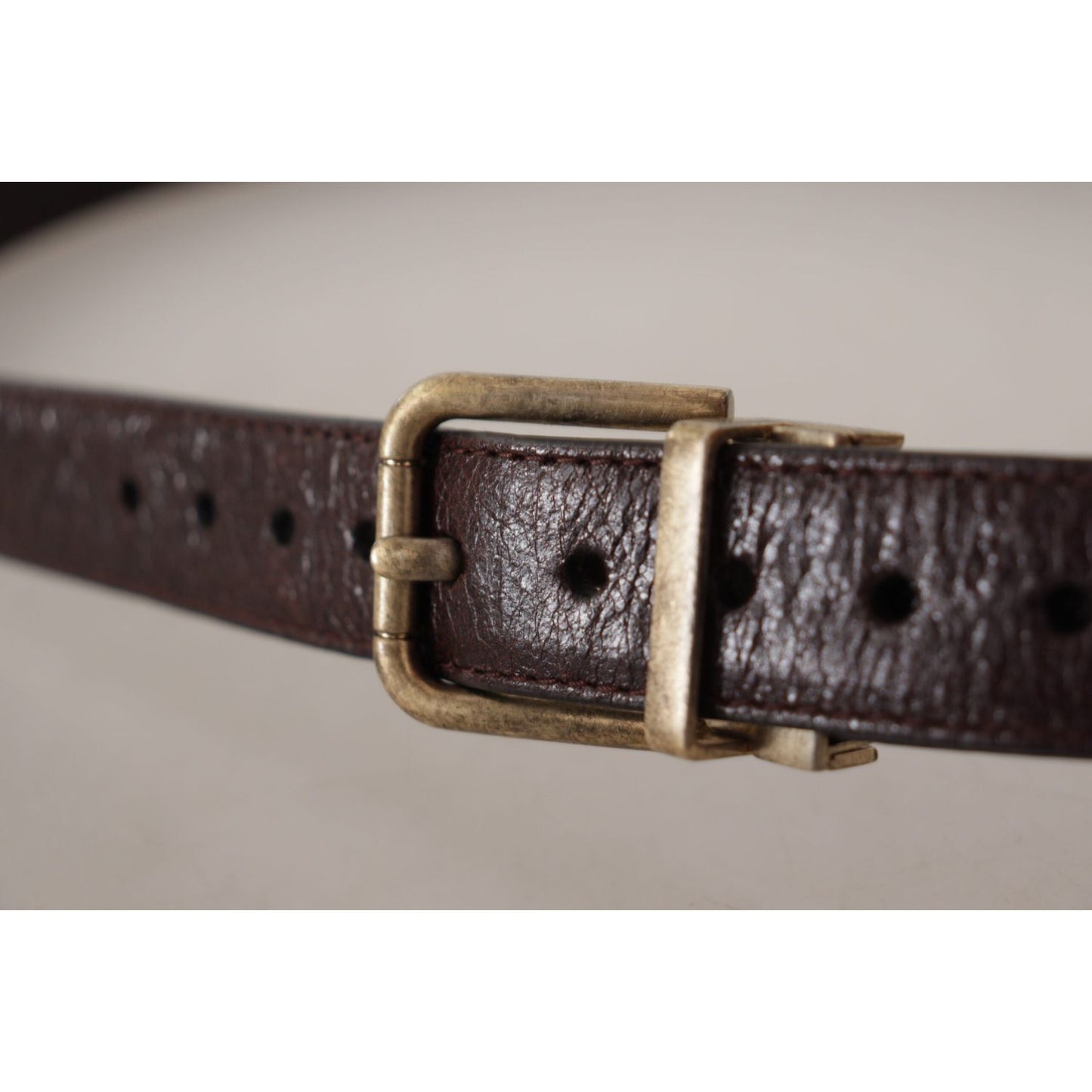 Dolce & Gabbana Elegant Leather Belt with Engraved Buckle Dolce & Gabbana Dark Gray