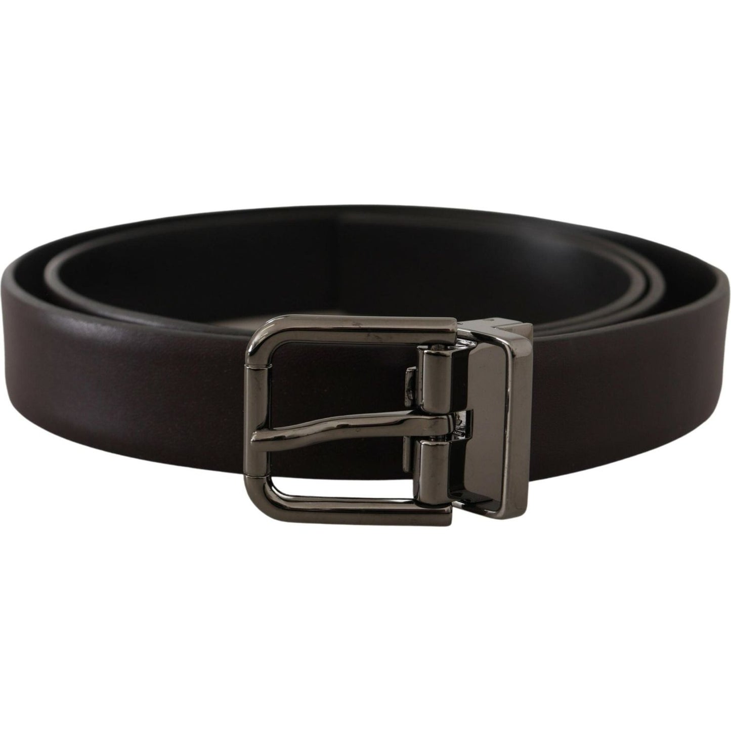 Dolce & Gabbana Elegant Dark Brown Leather Belt Dolce & Gabbana Black