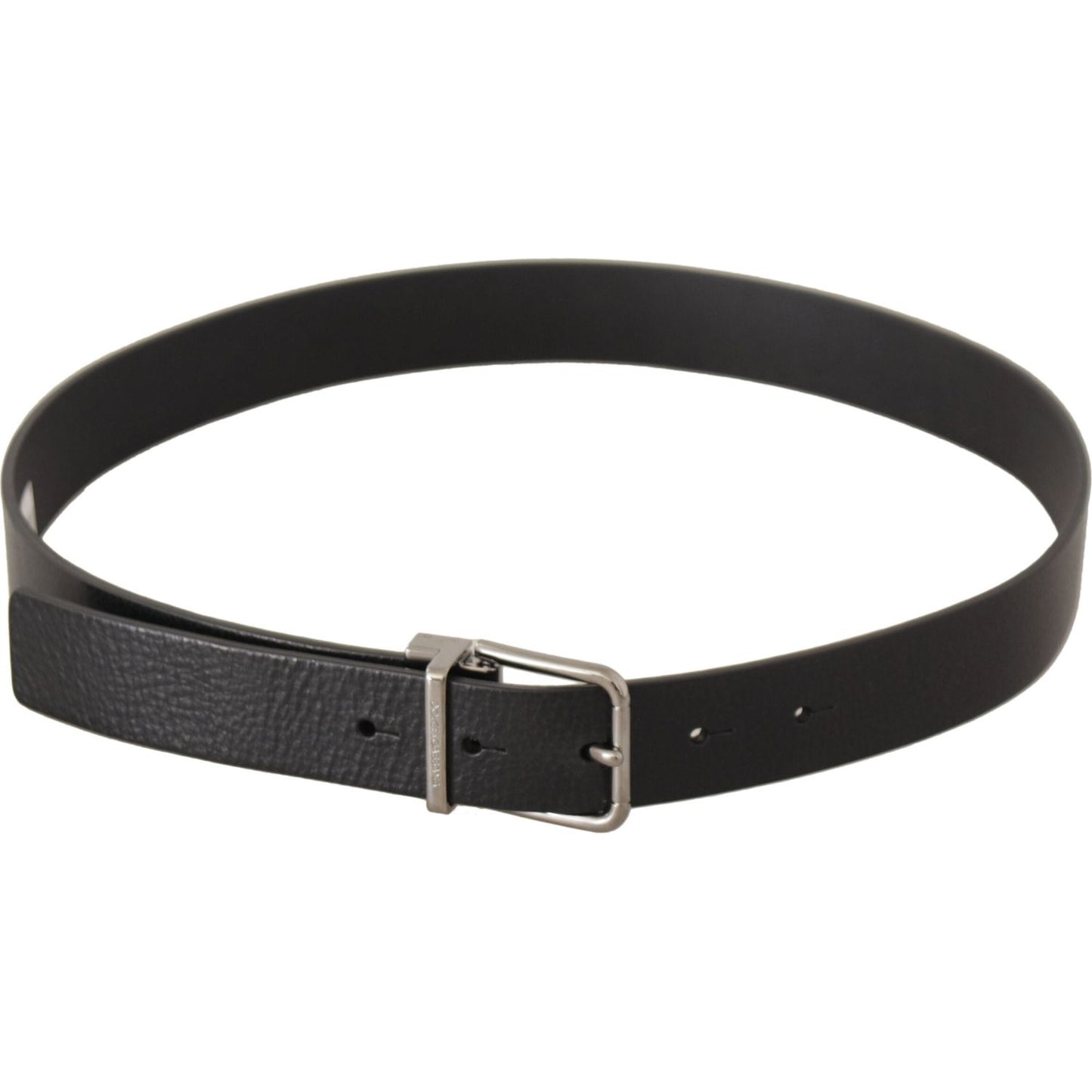 Dolce & Gabbana Elegant Black Leather Belt with Metal Buckle Dolce & Gabbana Dark Slate Gray