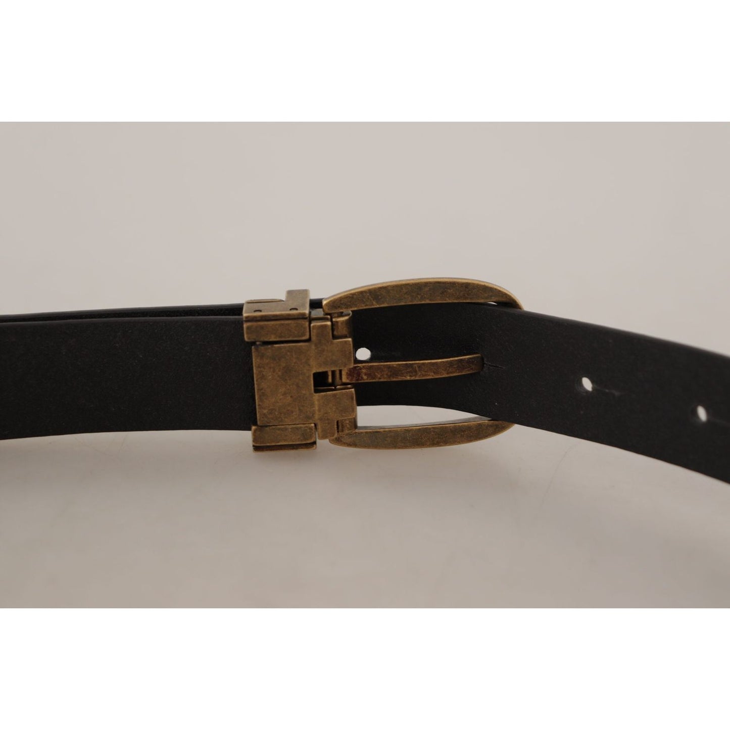 Dolce & Gabbana Elegant Leather Belt with Metal Buckle Dolce & Gabbana Dark Gray