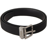 Dolce & Gabbana Elegant Black Leather Belt with Metal Buckle Dolce & Gabbana Dark Slate Gray