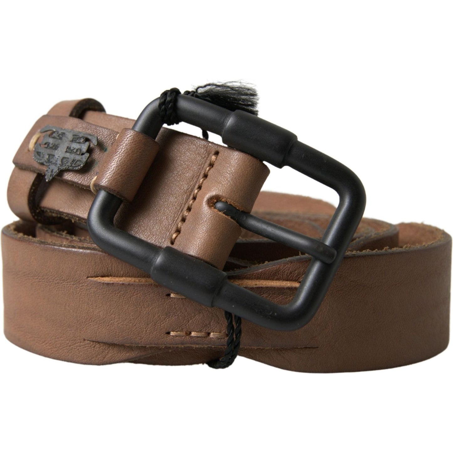 Ermanno Scervino Elegant Brown Leather Waist Belt with Black Metal Buckle Ermanno Scervino Dark Slate Gray
