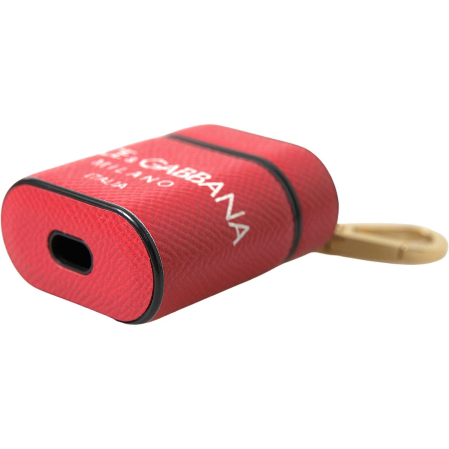 Dolce & Gabbana Elegant Red Leather Airpods Case Dolce & Gabbana Maroon