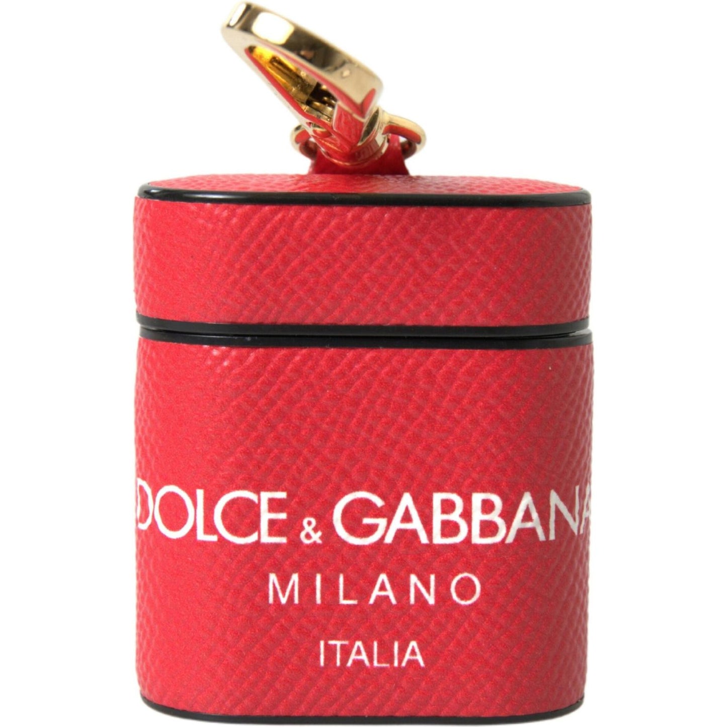 Dolce & Gabbana Elegant Red Calf Leather Airpods Case Dolce & Gabbana Maroon