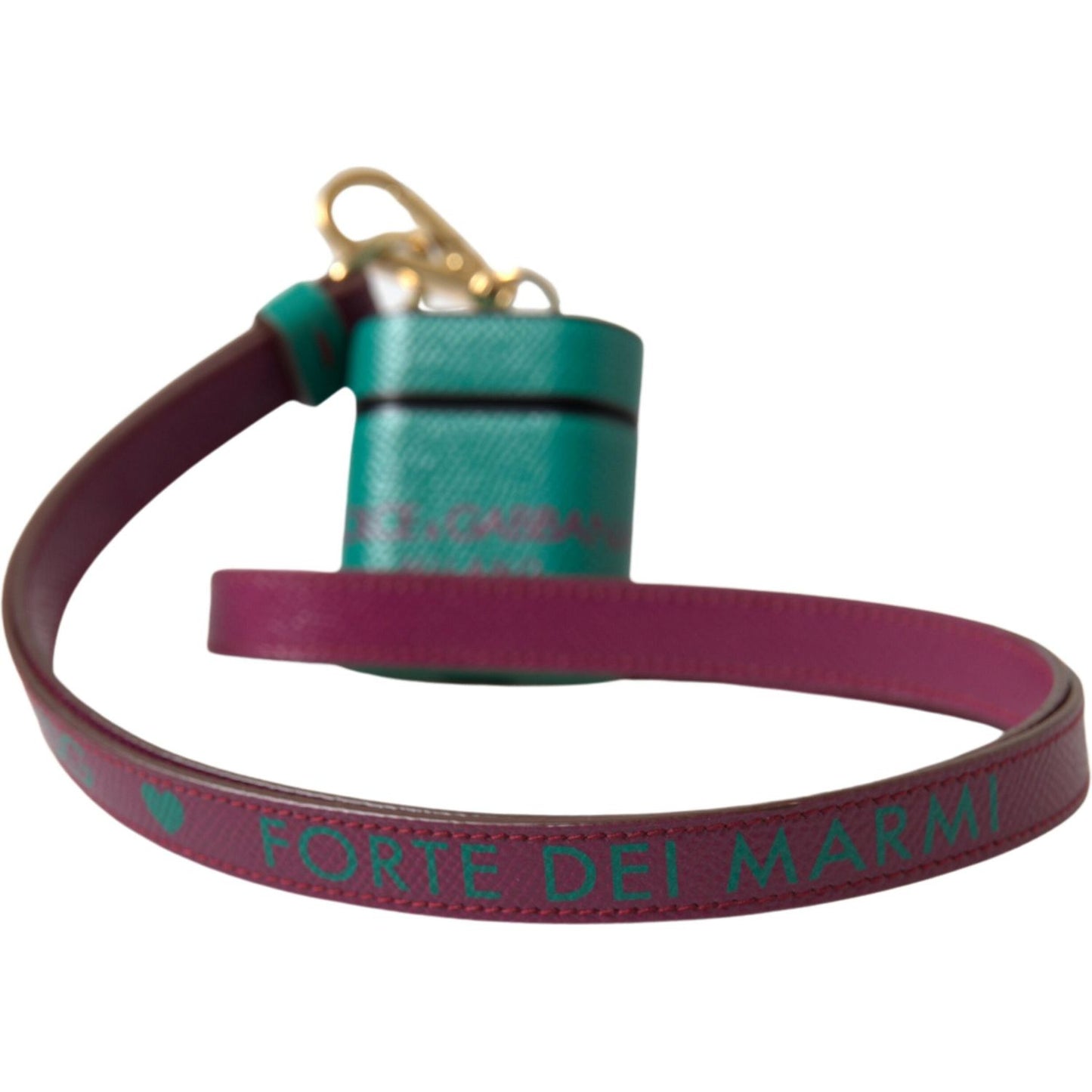 Dolce & Gabbana Elegant Leather Airpods Case in Green and Maroon Dolce & Gabbana Dim Gray