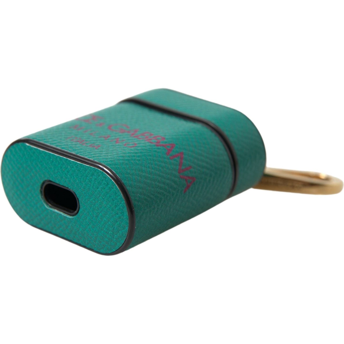 Dolce & Gabbana Elegant Leather Airpods Case in Green and Maroon Dolce & Gabbana Sea Green