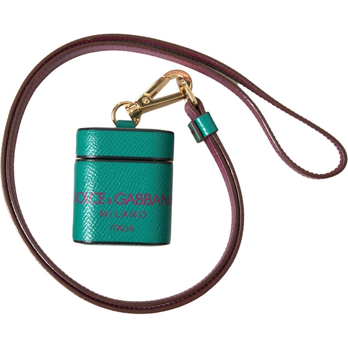 Dolce & Gabbana Elegant Leather Airpods Case in Green and Maroon Dolce & Gabbana Dark Slate Gray