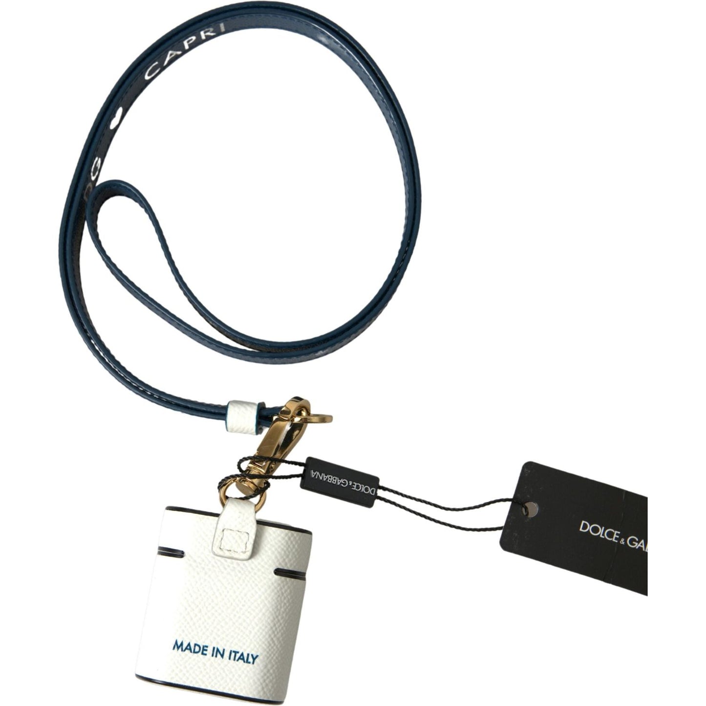 Dolce & Gabbana Elegant Leather Airpods Case in White & Blue Dolce & Gabbana Beige