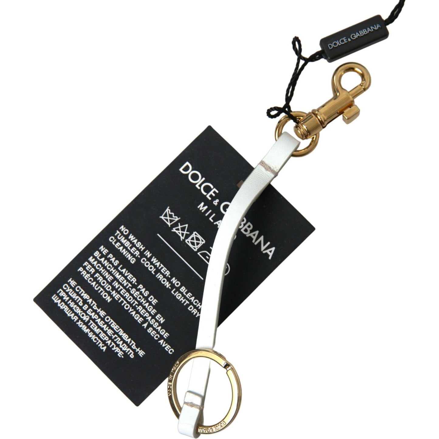 Dolce & Gabbana Chic Black and Gold Designer Keychain Dolce & Gabbana Light Gray
