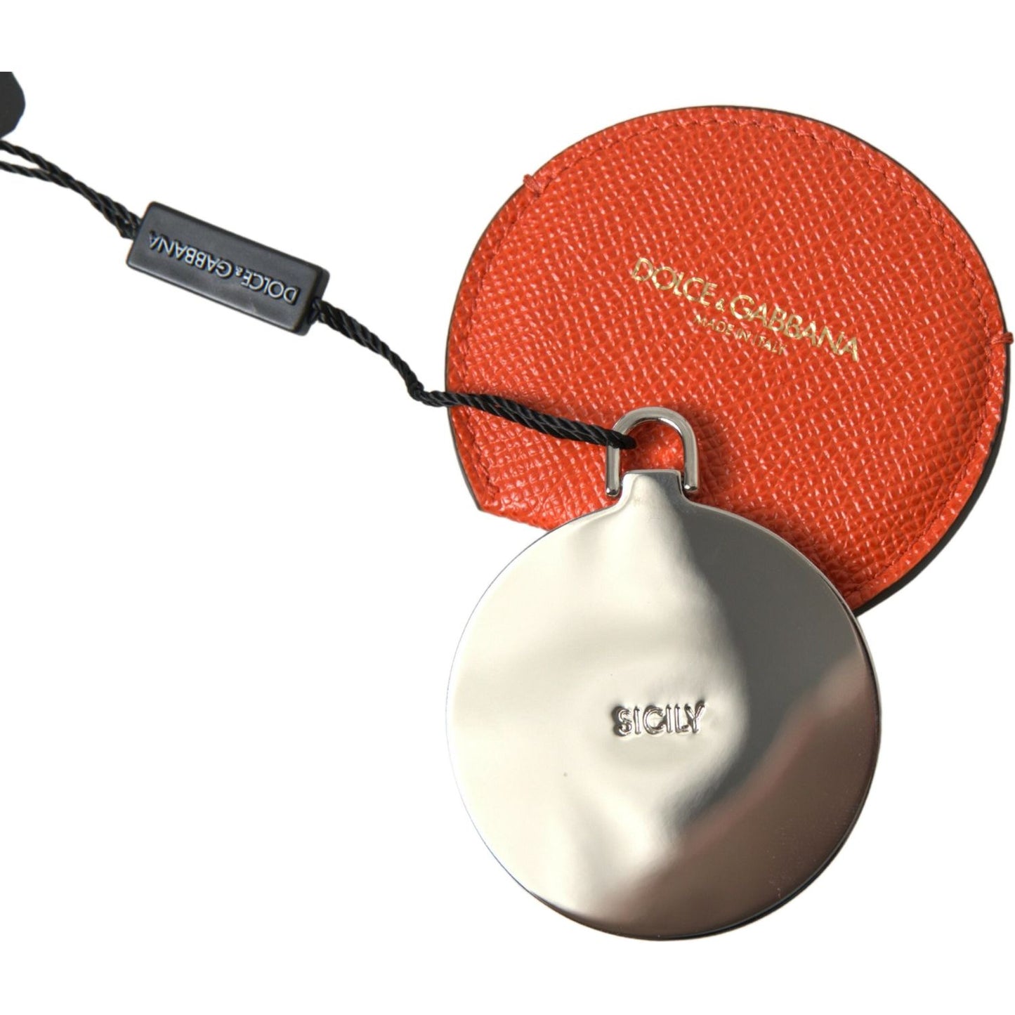 Dolce & Gabbana Elegant Orange Calfskin Mirror Holder Dolce & Gabbana Sienna