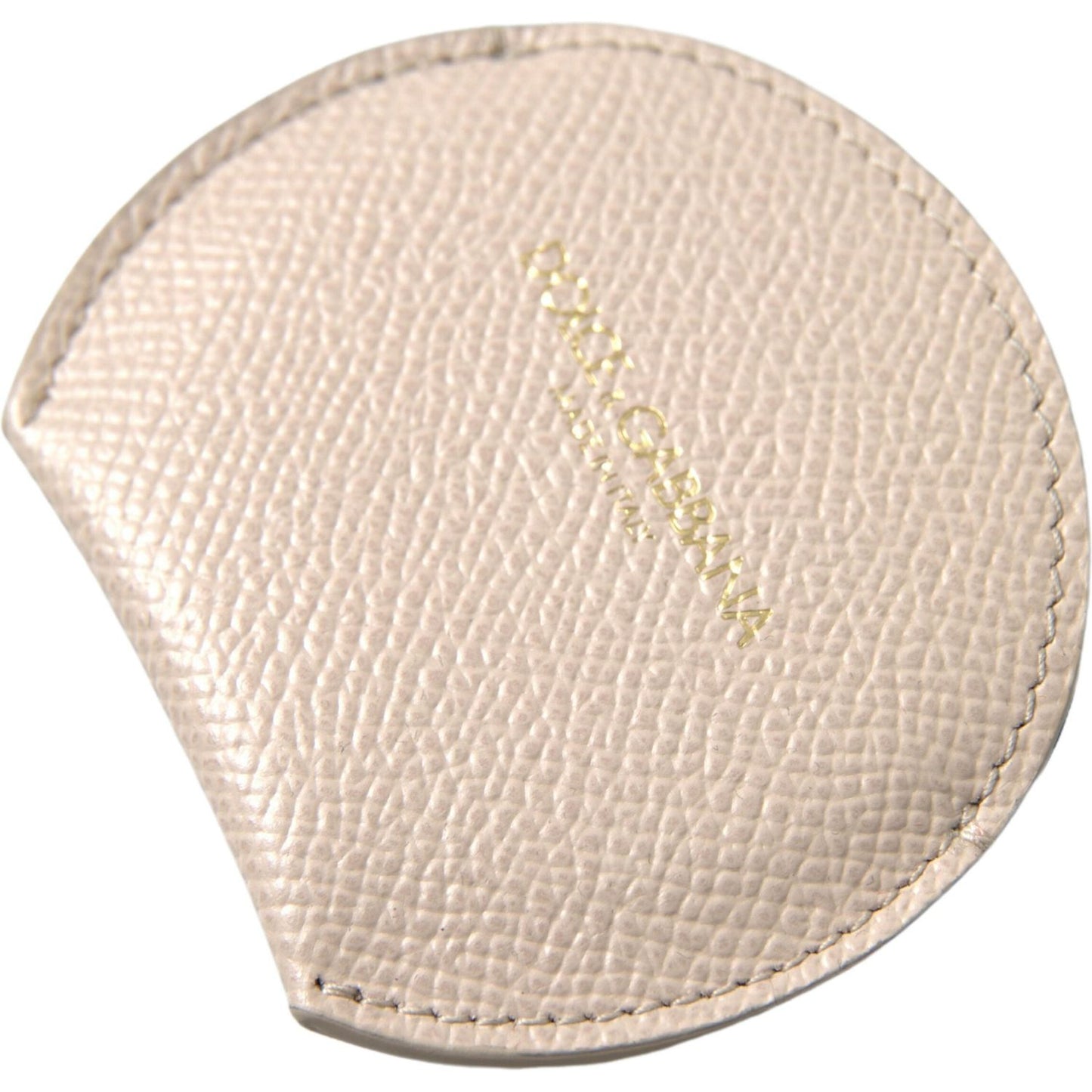 Dolce & Gabbana Elegant Calfskin Leather Hand Mirror Holder Dolce & Gabbana Light Gray