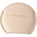 Dolce & Gabbana Elegant Calfskin Leather Hand Mirror Holder Dolce & Gabbana Wheat