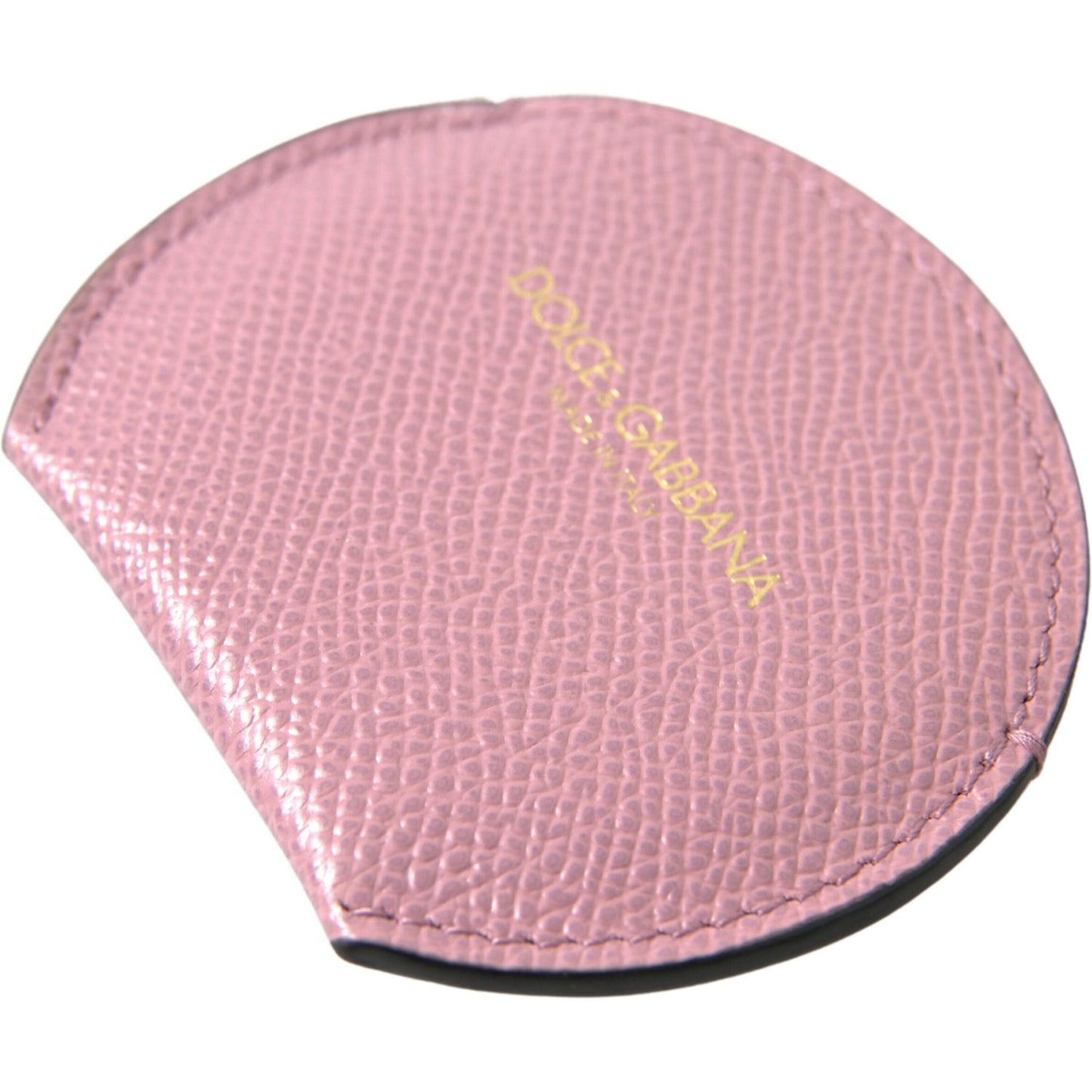 Dolce & Gabbana Elegant Pink Leather Hand Mirror Holder Dolce & Gabbana Tan