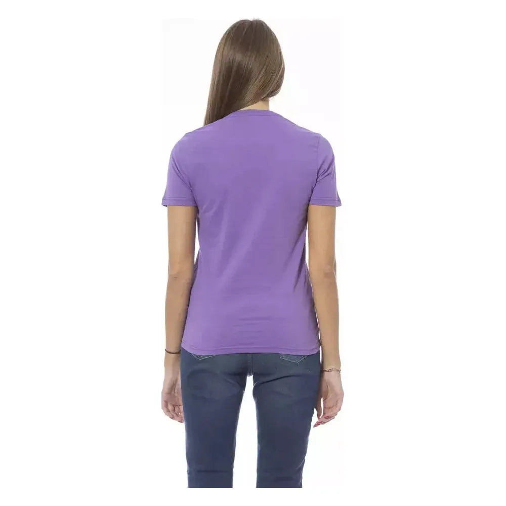 Baldinini Trend Purple Cotton Women T-Shirt Baldinini Trend Light Slate Gray