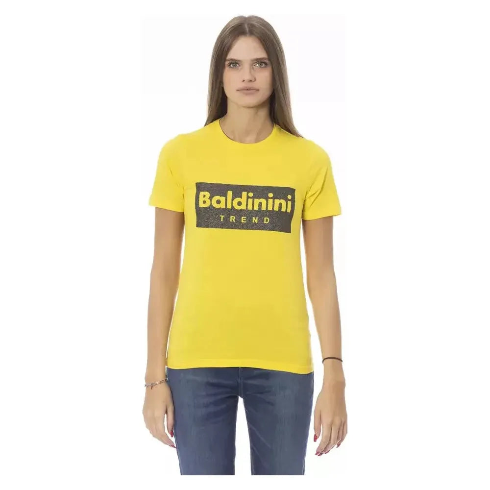 Baldinini Trend Yellow Cotton Women T-Shirt Baldinini Trend Dark Khaki