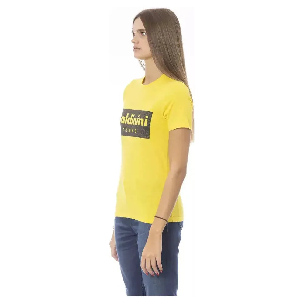 Baldinini Trend Yellow Cotton Women T-Shirt Baldinini Trend Tan