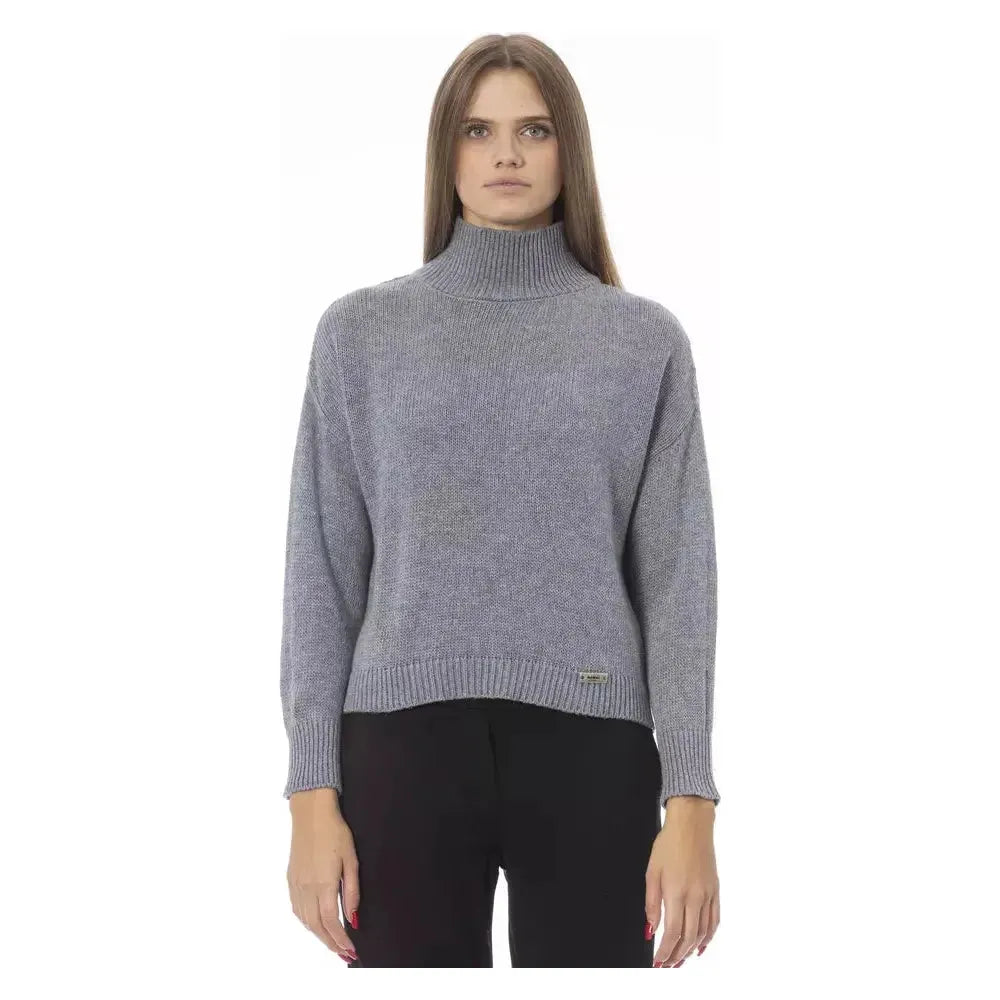 Baldinini Trend Gray Wool Women Sweater Baldinini Trend Light Slate Gray