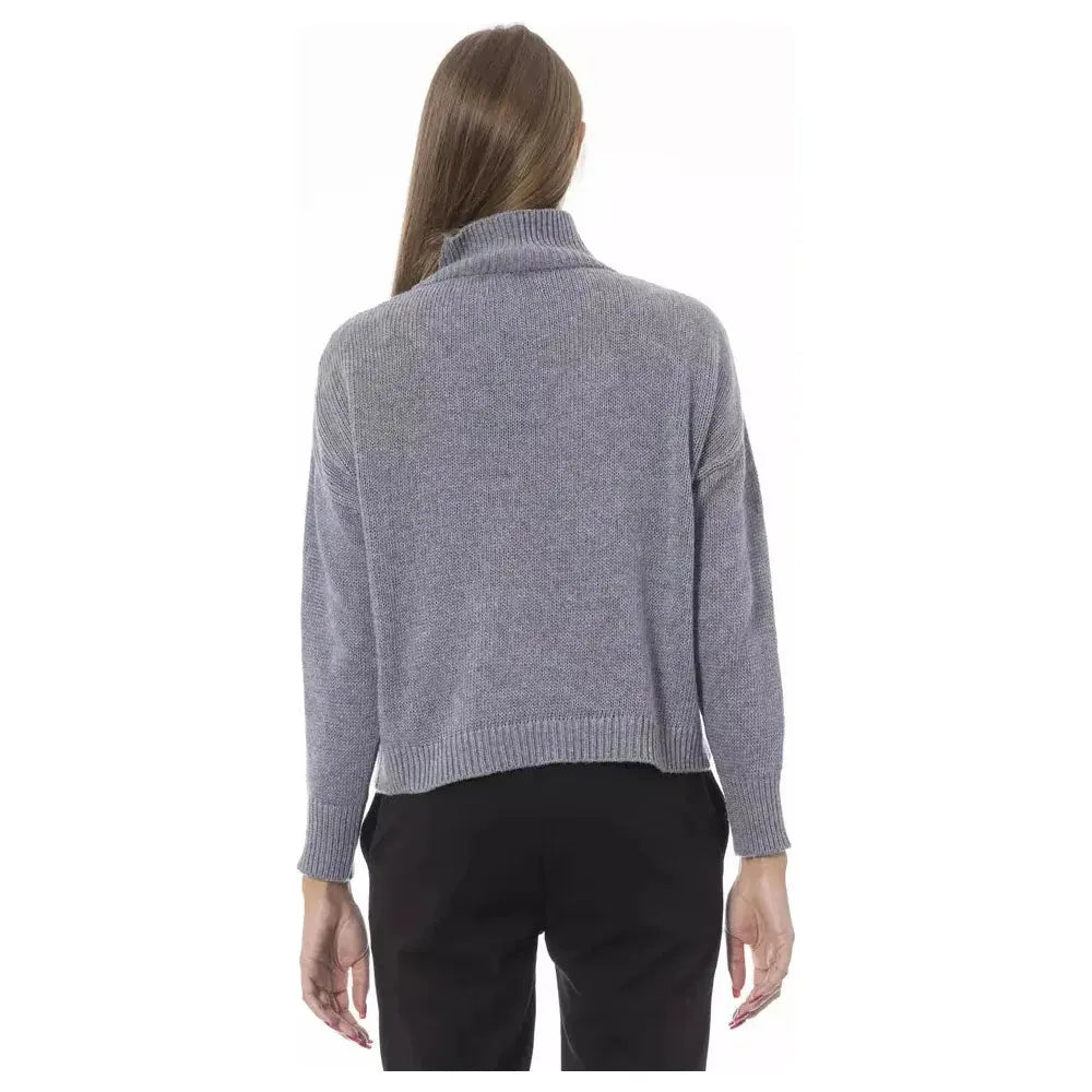 Baldinini Trend Gray Wool Women Sweater Baldinini Trend Slate Gray