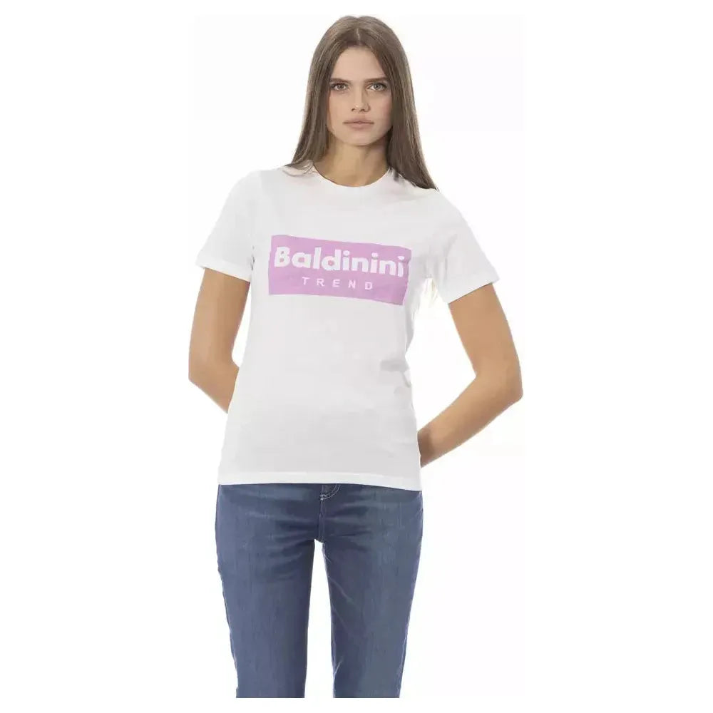 Baldinini Trend White Cotton Women T-Shirt Baldinini Trend Lavender