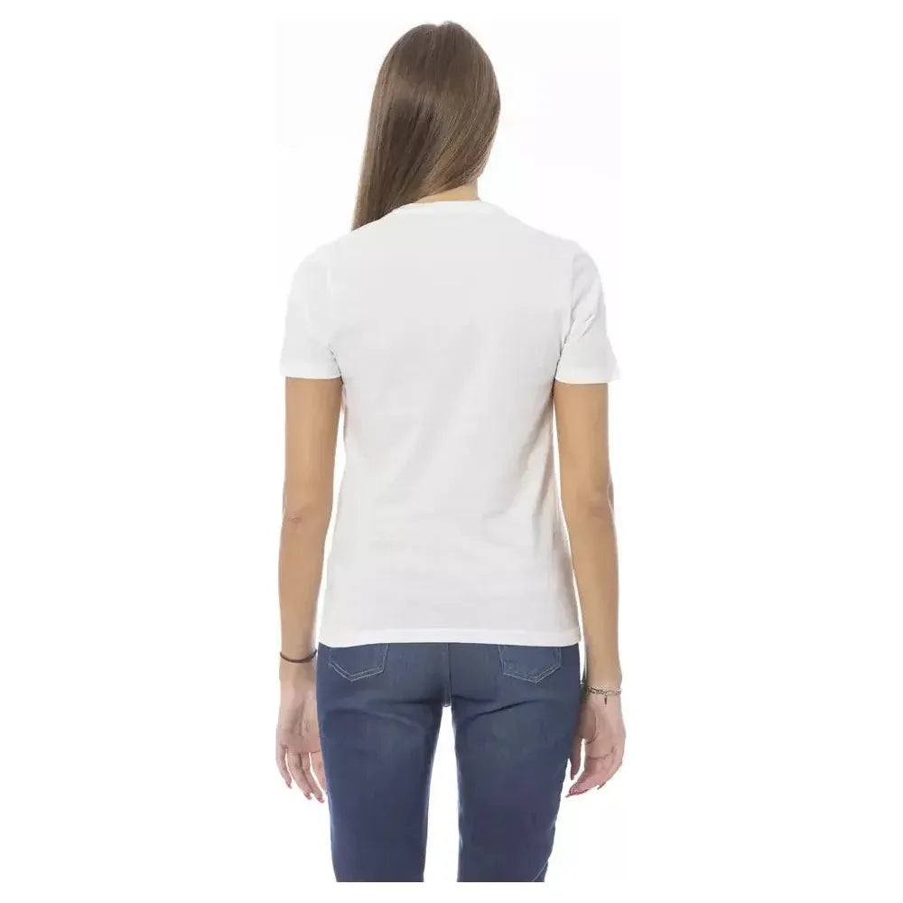 Baldinini Trend White Cotton Women T-Shirt Baldinini Trend Dark Slate Gray