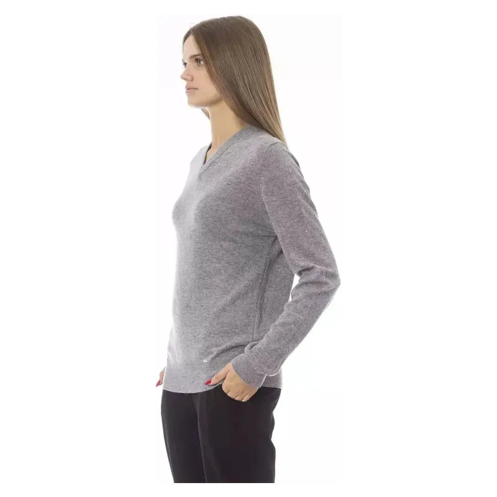 Baldinini Trend Gray Wool Women Sweater Baldinini Trend Light Slate Gray