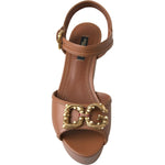 Dolce & Gabbana Dolce & Gabbana Chic Brown Leather Ankle Strap Wedges LA10214-35.5 1728,67345645728,Brown,Dolce & Gabbana,EU35.5/US5,EU35/US4.5,EU36/US5.5,Material: 100% Leather,New with tags,Sandals - Women - Shoes,Shoes,Women,Women - Shoes