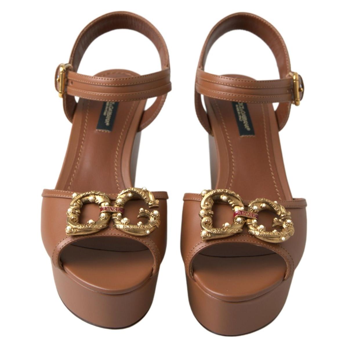 Dolce & Gabbana Dolce & Gabbana Chic Brown Leather Ankle Strap Wedges LA10214-35.5 1728,67345645728,Brown,Dolce & Gabbana,EU35.5/US5,EU35/US4.5,EU36/US5.5,Material: 100% Leather,New with tags,Sandals - Women - Shoes,Shoes,Women,Women - Shoes
