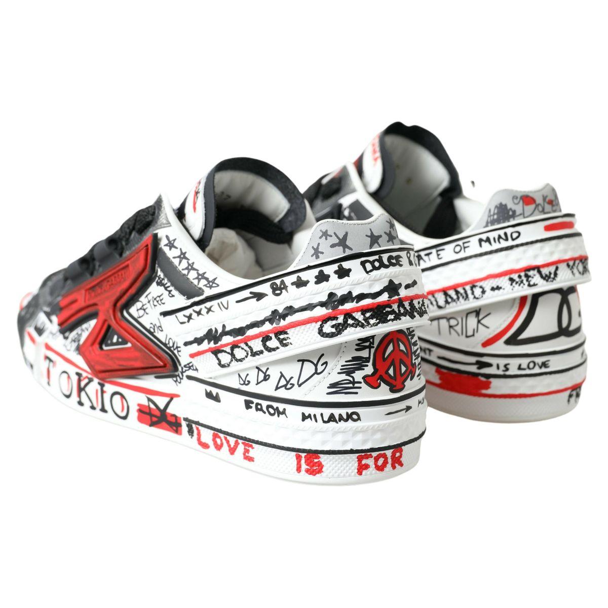Dolce & Gabbana Multicolor Hand-Painted Leather Sneakers