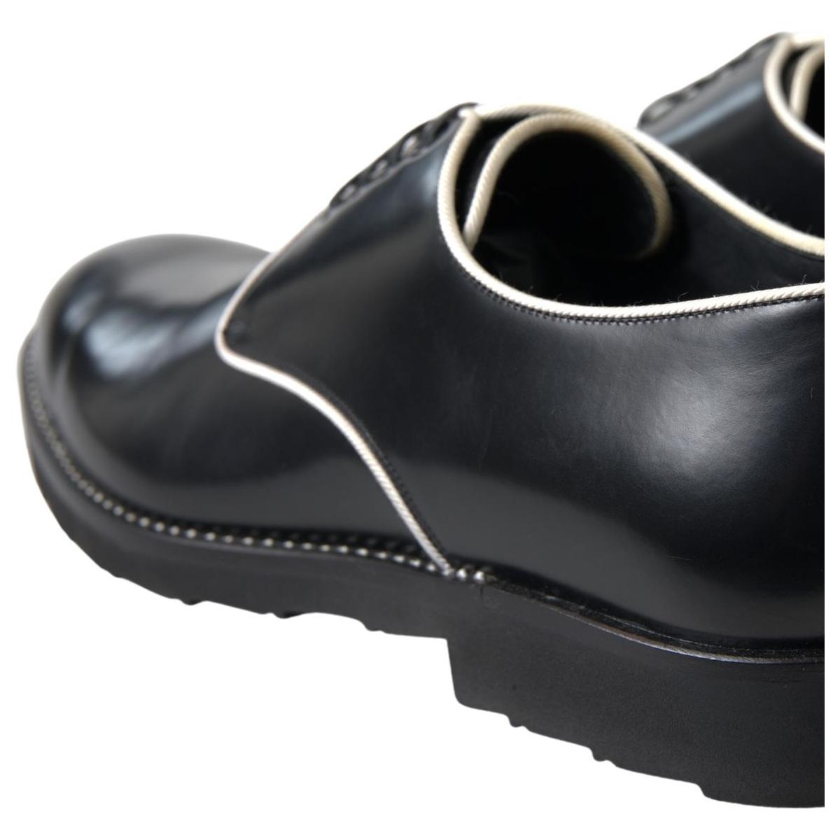 Dolce & Gabbana Elegant Black and White Formal Men's Shoes Dolce & Gabbana Dark Slate Gray
