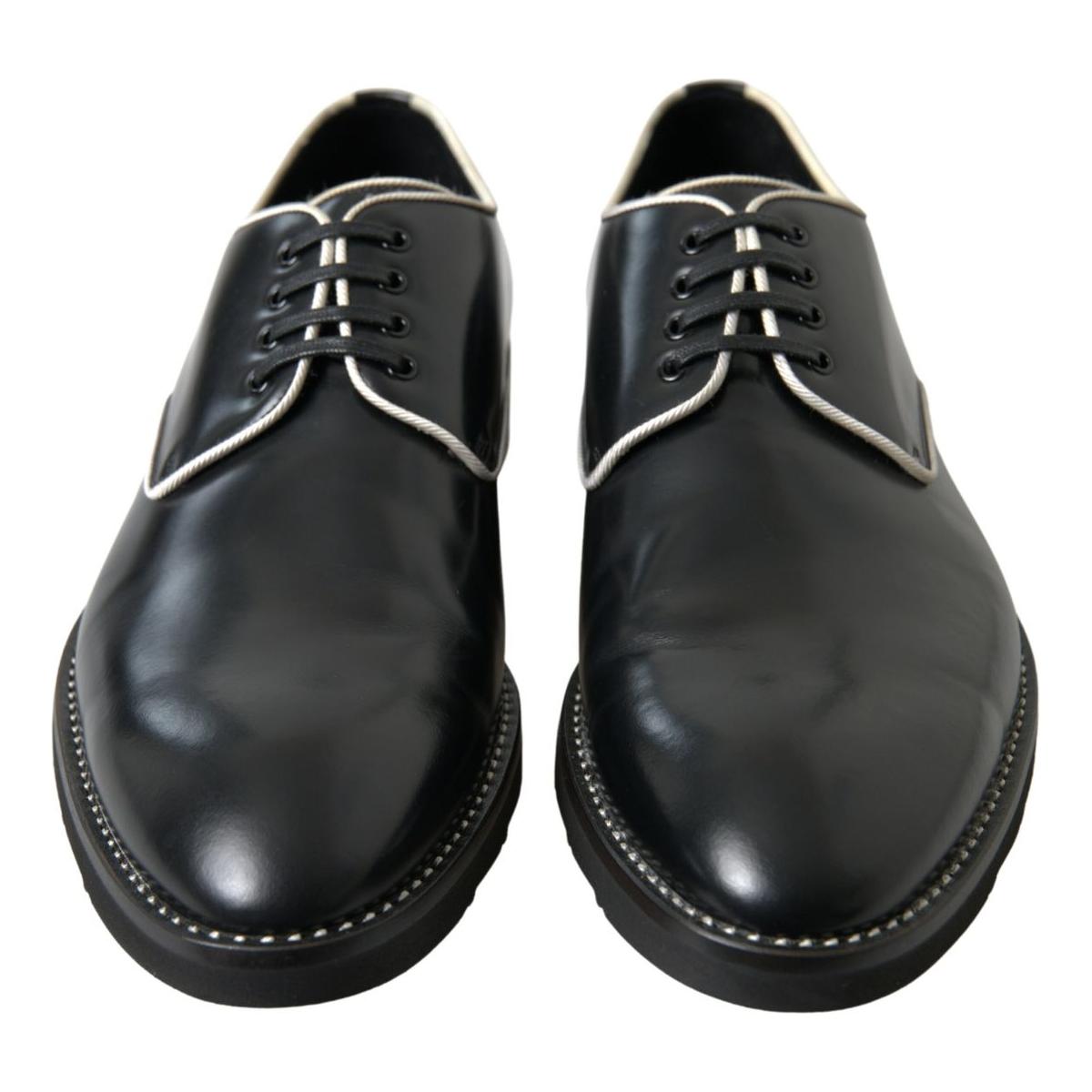 Dolce & Gabbana Elegant Black and White Formal Men's Shoes Dolce & Gabbana Dark Slate Gray