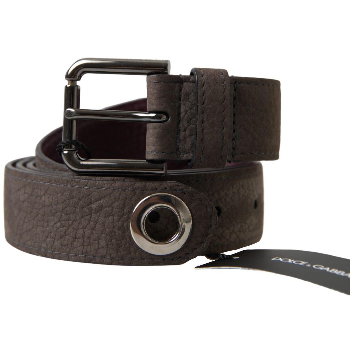 Dolce & Gabbana Elegant Brown Leather Belt with Metal Buckle Dolce & Gabbana Dark Slate Gray