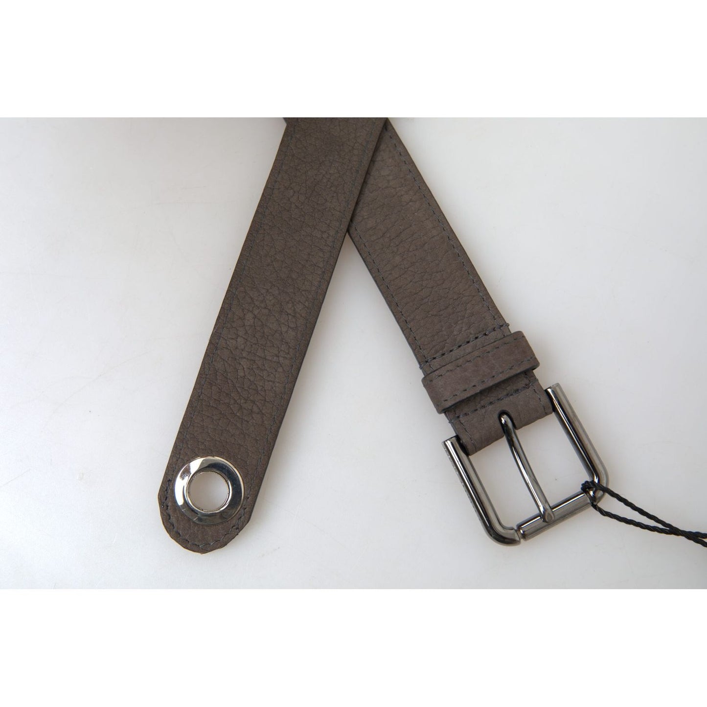 Dolce & Gabbana Elegant Brown Leather Belt with Metal Buckle Dolce & Gabbana Light Gray