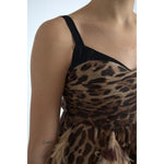Dolce & Gabbana Sleeveless Leopard Chiffon Ostrich-Feather Dress Dolce & Gabbana Dark Slate Gray