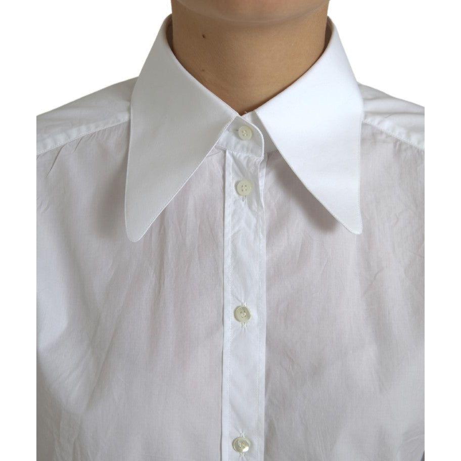 Dolce & Gabbana Elegant White Cotton Collared Top Dolce & Gabbana Gray