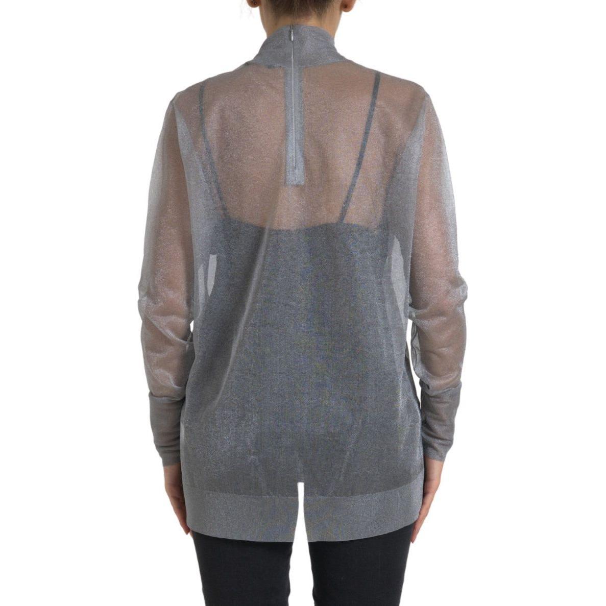 Dolce & Gabbana Elegant Gray Long Sleeve Mesh Top Dolce & Gabbana Dim Gray