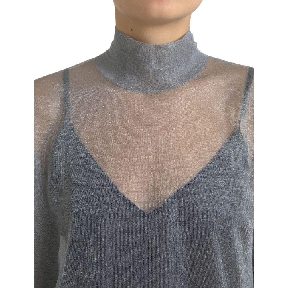 Dolce & Gabbana Elegant Gray Long Sleeve Mesh Top Dolce & Gabbana Dim Gray