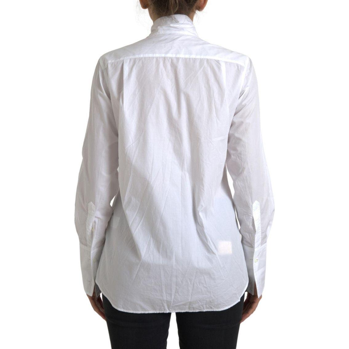 Dolce & Gabbana Elegant White Cotton Long Sleeve Shirt Dolce & Gabbana Light Gray