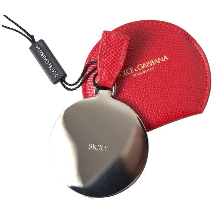 Dolce & Gabbana Elegant Red Leather Mirror Holder Dolce & Gabbana Maroon