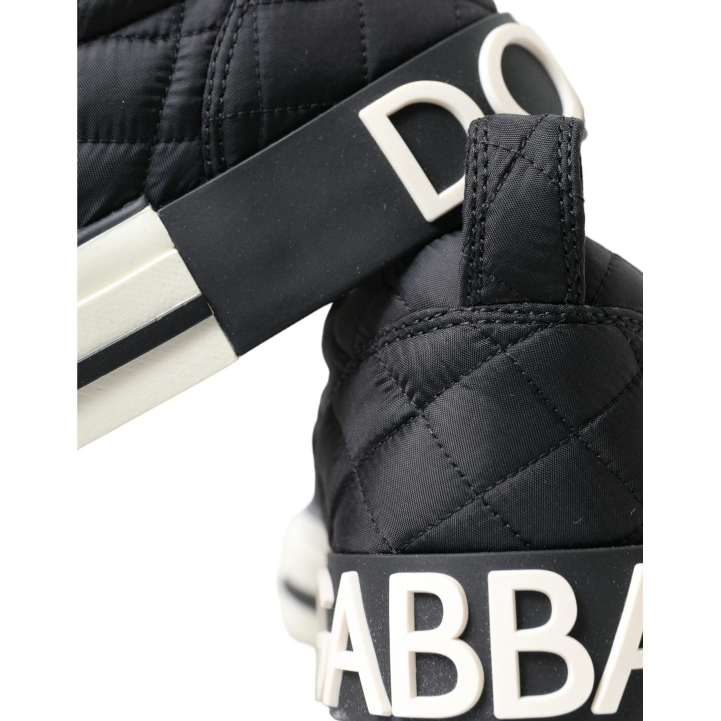 Dolce & Gabbana Black Quilted Slip On Low Top Sneakers Shoes Dolce & Gabbana