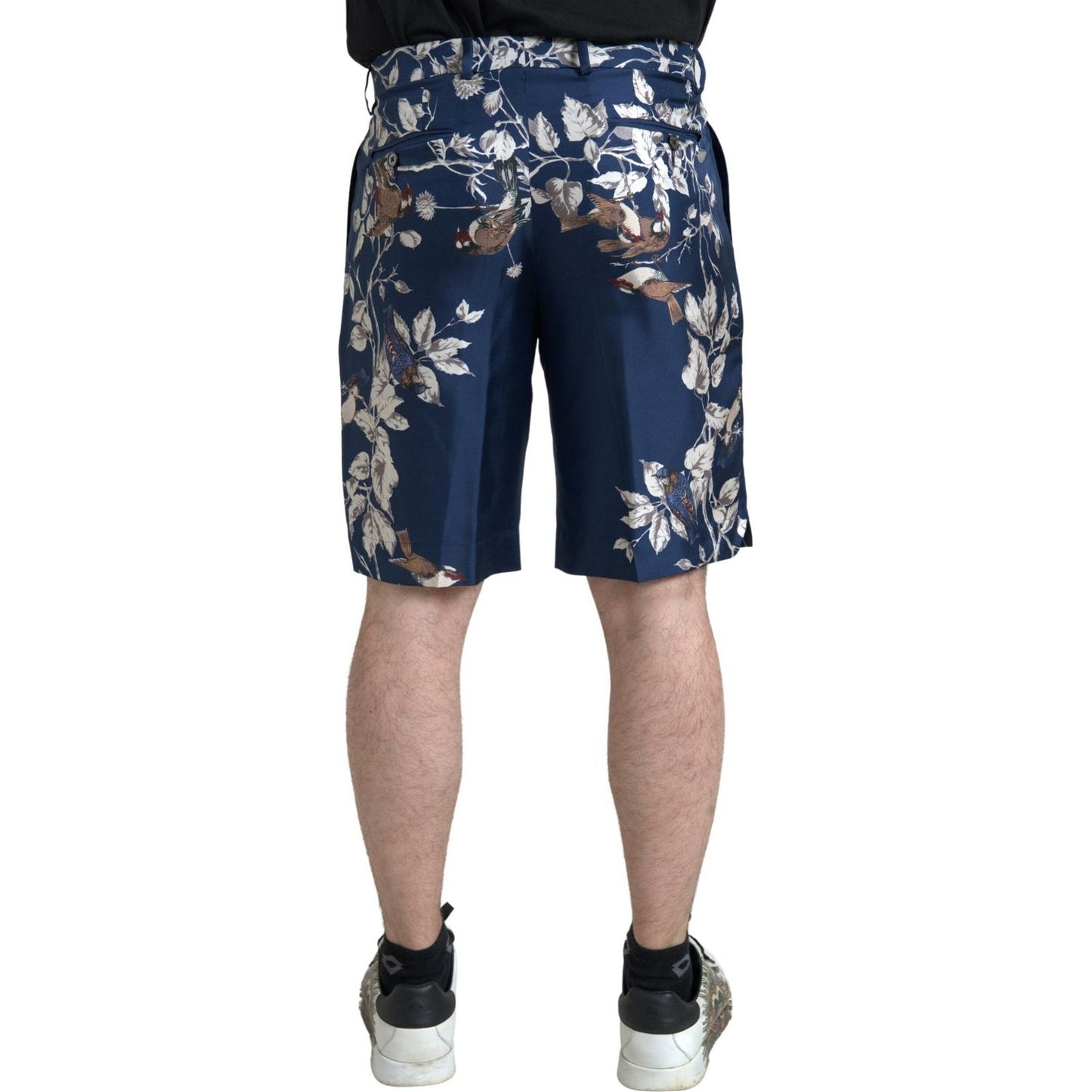 Dolce & Gabbana Blue Floral Print Silk Men Bermuda Shorts