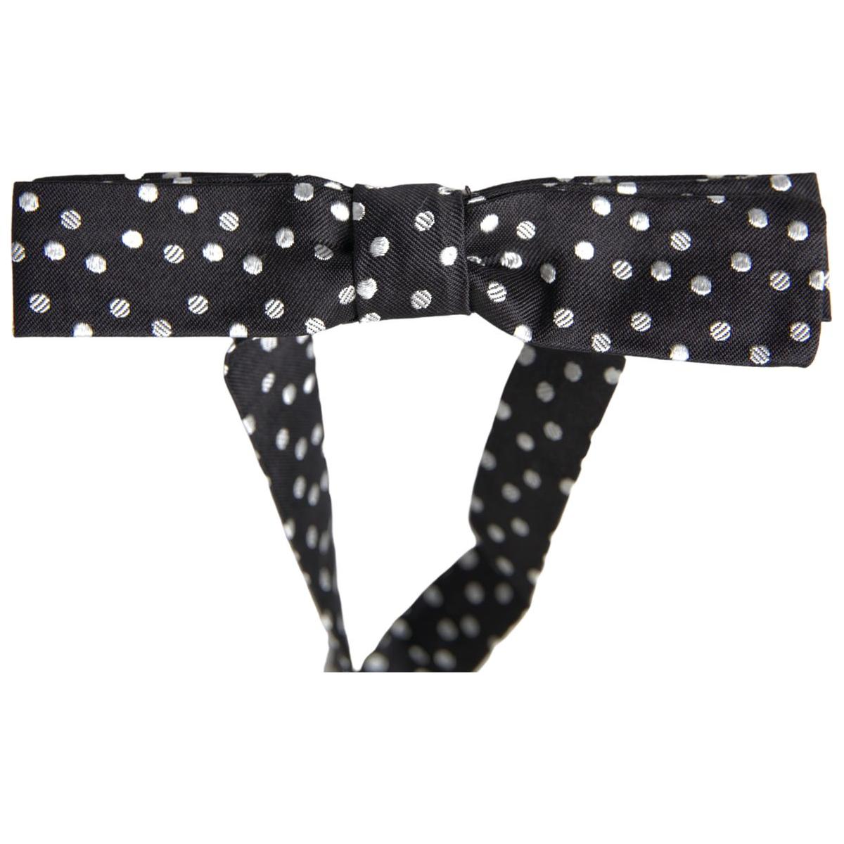 Dolce & Gabbana Elegant Black Silk Bow Tie with Logo Detail Dolce & Gabbana Dark Slate Gray