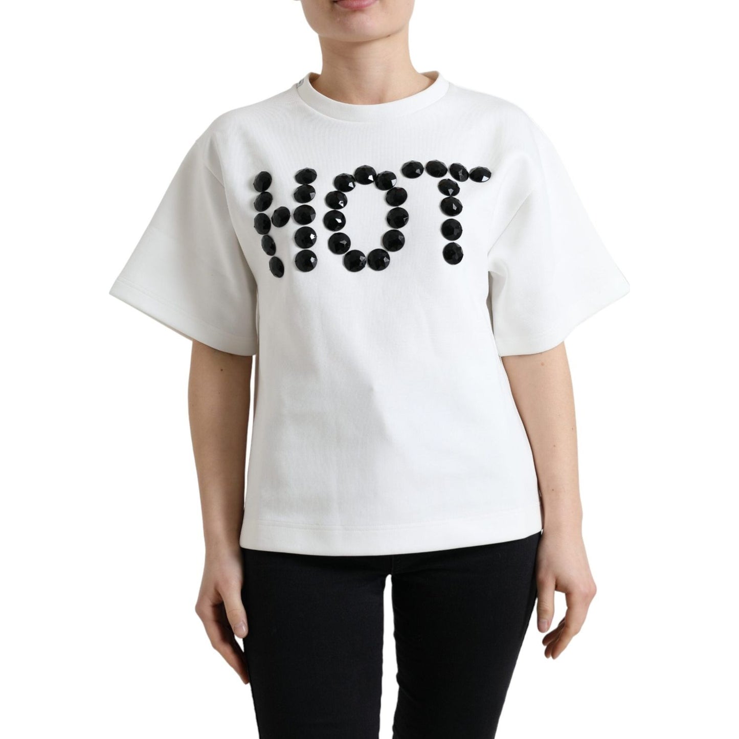 Dolce & Gabbana Embellished Crew Neck Fashion Tee Dolce & Gabbana Black