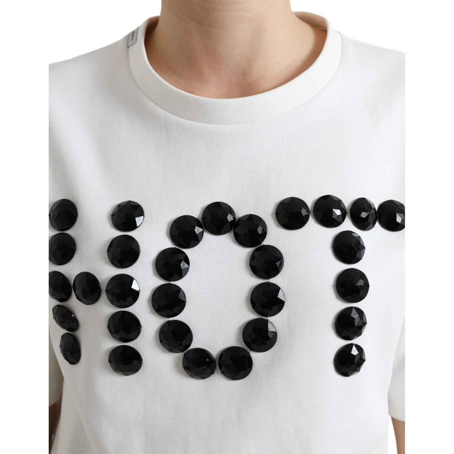 Dolce & Gabbana Embellished Crew Neck Fashion Tee Dolce & Gabbana Light Gray