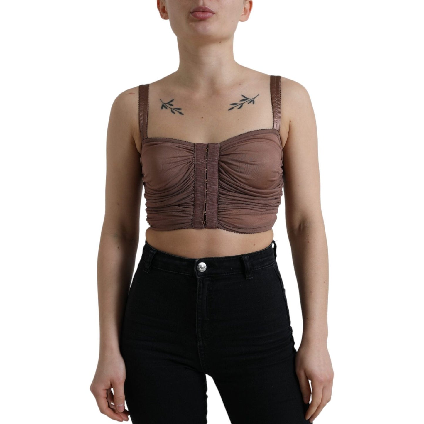 Dolce & Gabbana Elegant Cropped Silk Blend Top Dolce & Gabbana Black