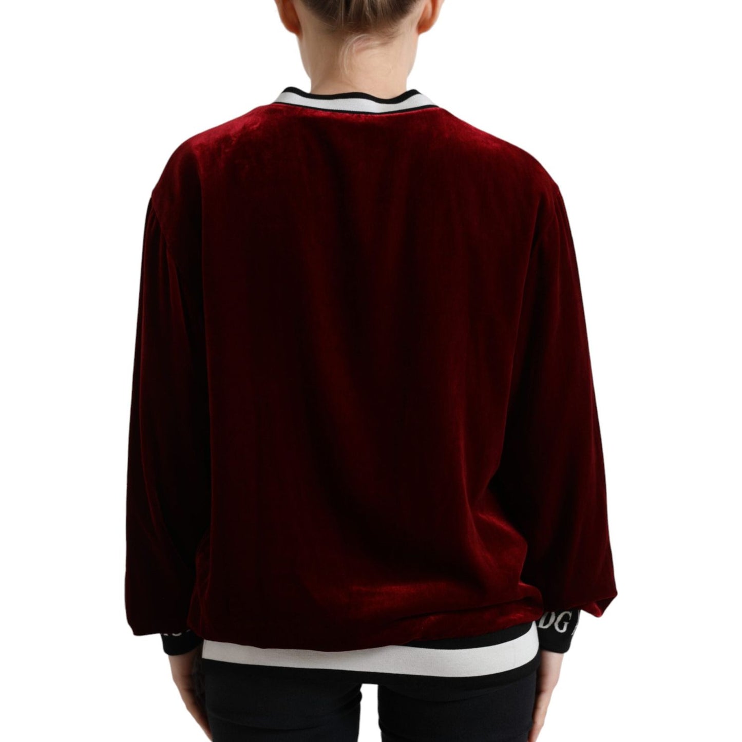 Dolce & Gabbana Elegant Bordeaux Silk-Blend Sweater Dolce & Gabbana Black