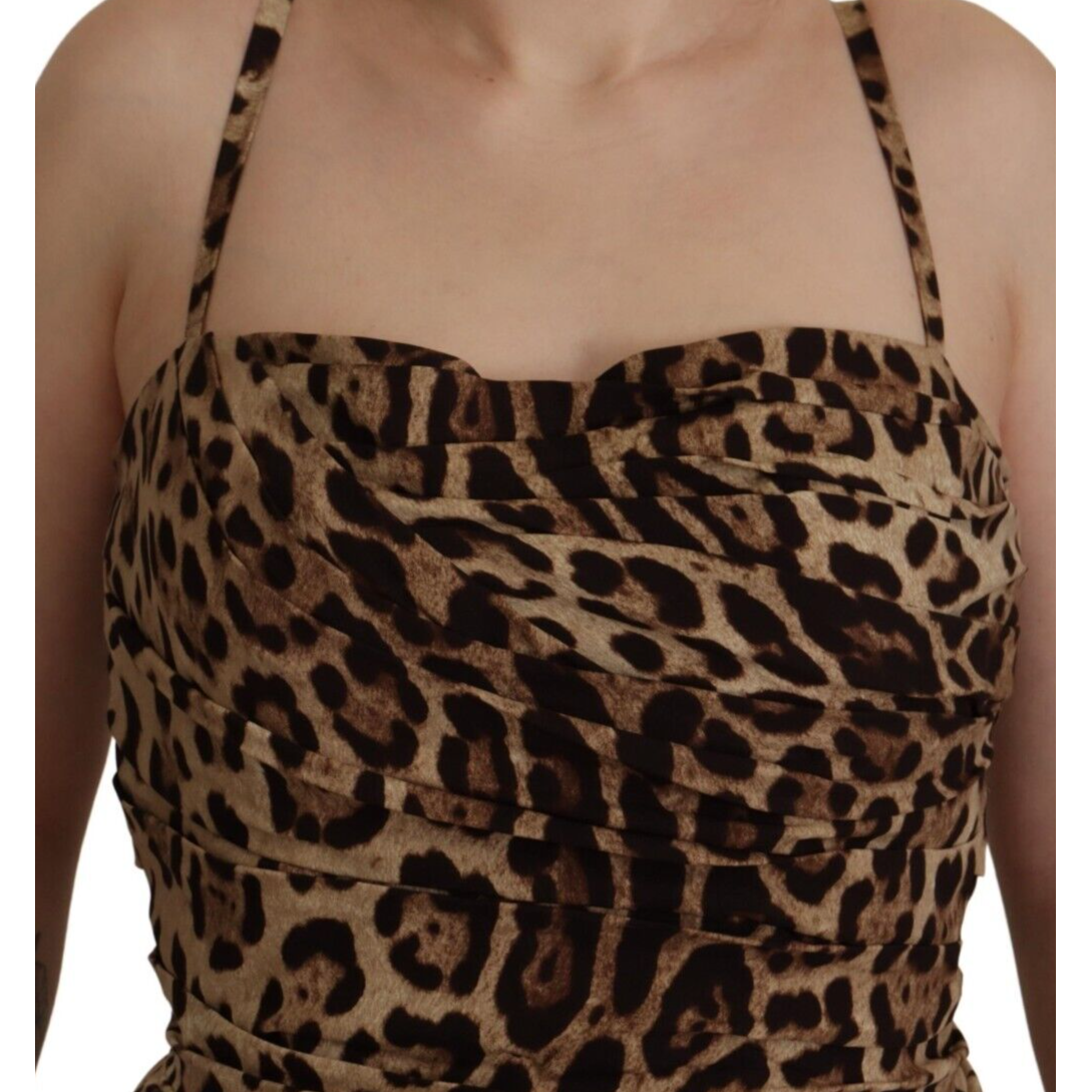 Dolce & Gabbana Elegant Leopard Print Cady Dress Dolce & Gabbana Dark Slate Gray
