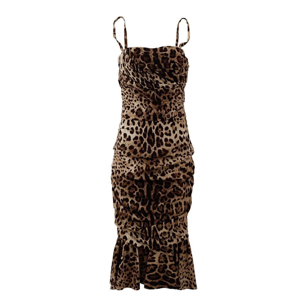 Dolce & Gabbana Elegant Leopard Print Cady Dress Dolce & Gabbana Black