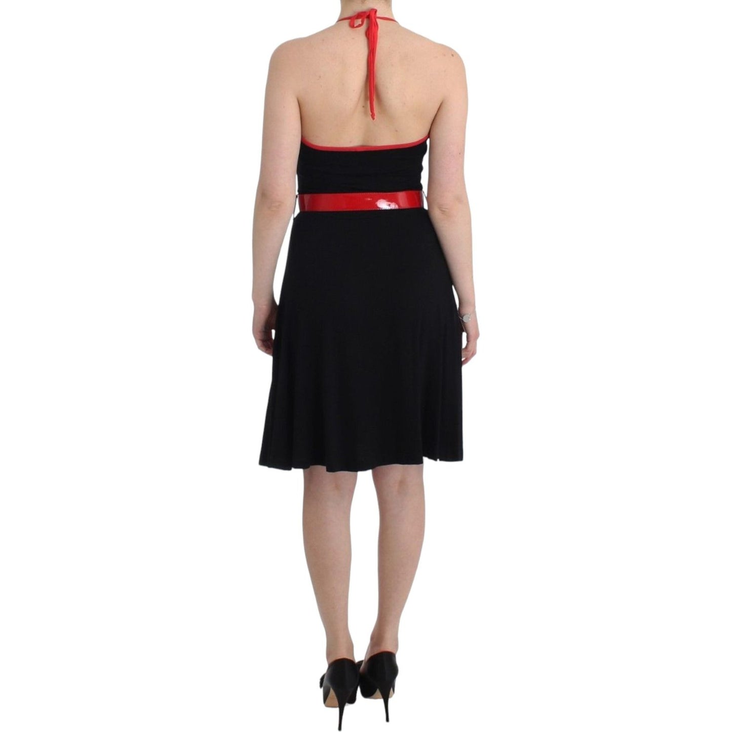 Roccobarocco Elegant Black Palladio Knee-Length Dress Dresses Roccobarocco Tan