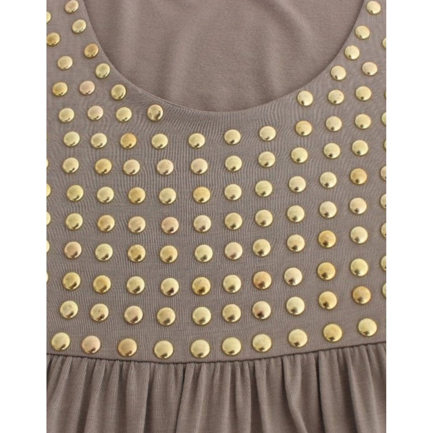 Roccobarocco Studded Sheath Knee-Length Dress in Beige Roccobarocco Dim Gray