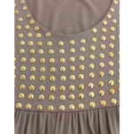 Roccobarocco Studded Sheath Knee-Length Dress in Beige Roccobarocco Dim Gray